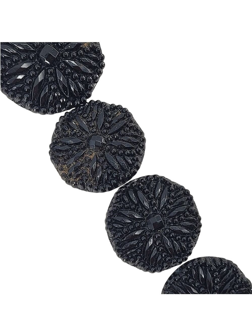 Vintage La Mode Black‎ Textured Button Set Goth Coquette Sewing Supplies